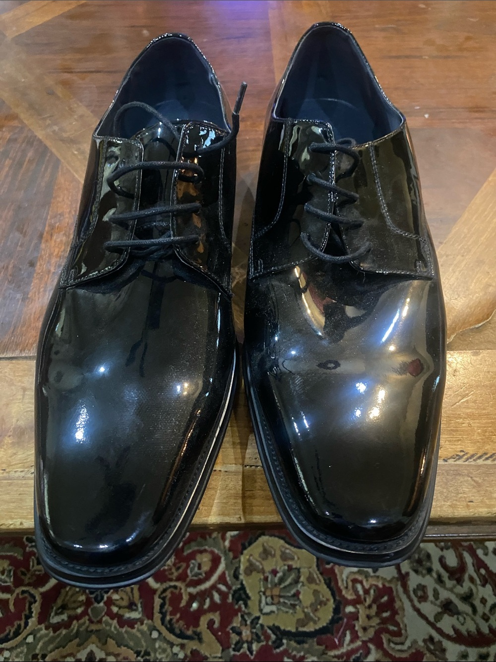 Men size 14 Dress Shoes - Classic Black Patent Lace-Up Derby Shoes
